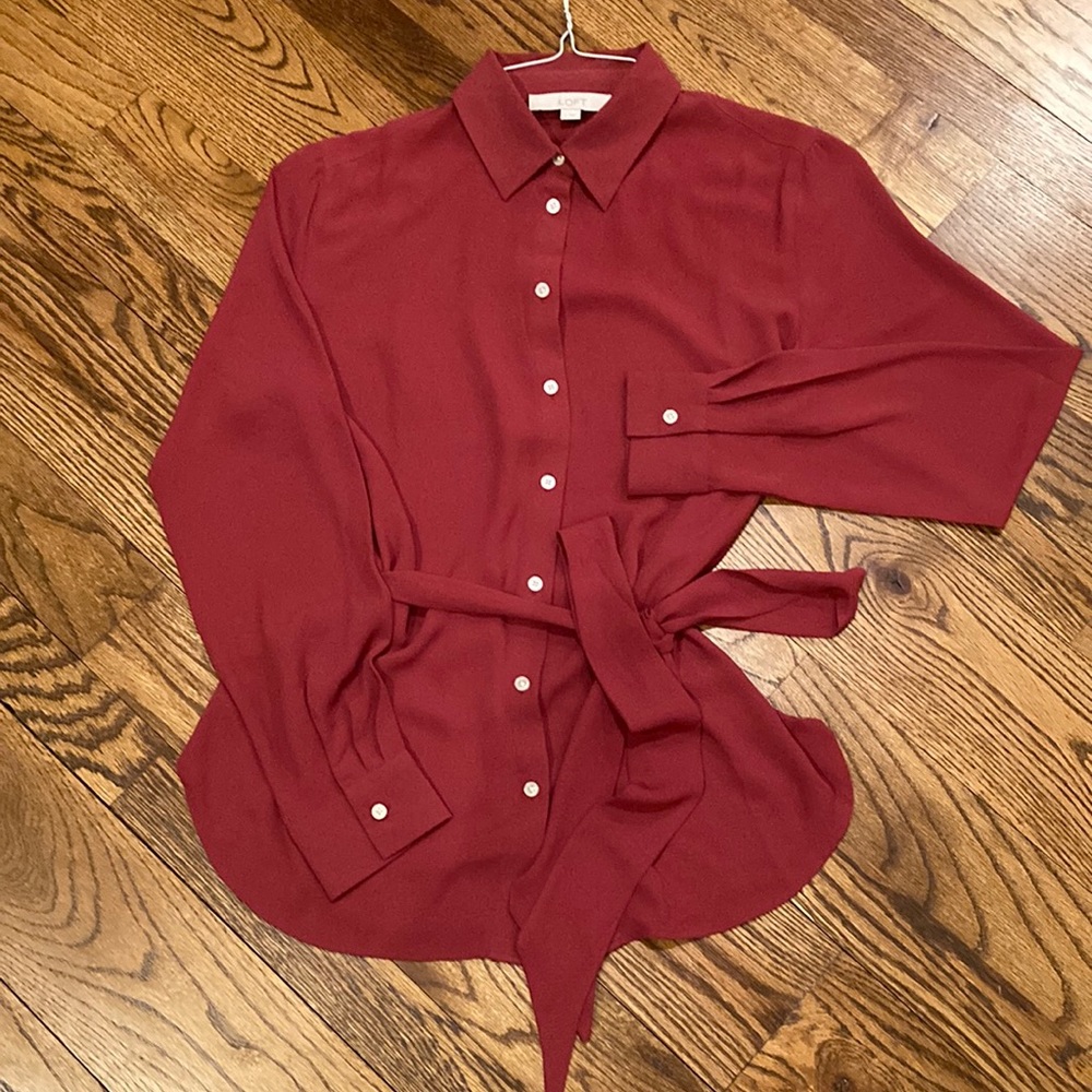 Ann Taylor Loft Cranberry Color Blouse